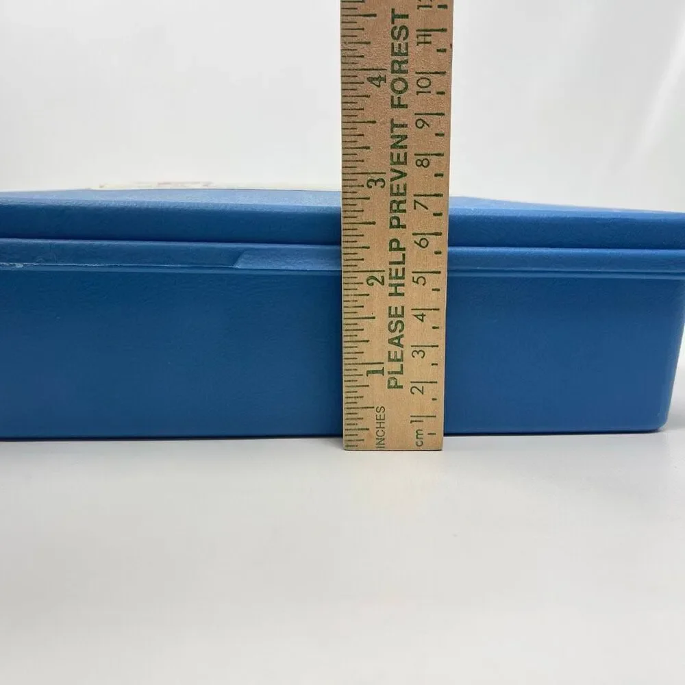 Vintage Sterling Plastics #268 School Box Blue Supplies USA Made 1985